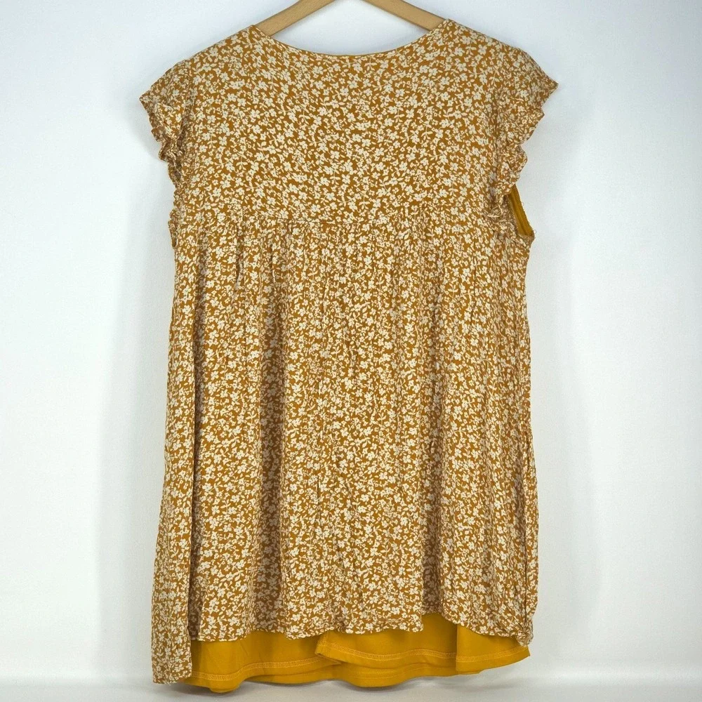 Savannah Jane Flutter Sleeve Blouse 1X Embroidered Floral Cottage Peasant Boho - Picture 2 of 14